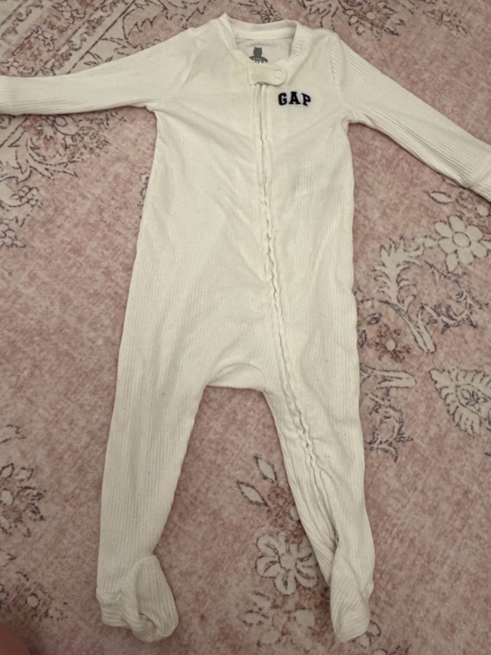 GAP Pink Ruffle Front Footed One-Piece - Picture 3 of 5